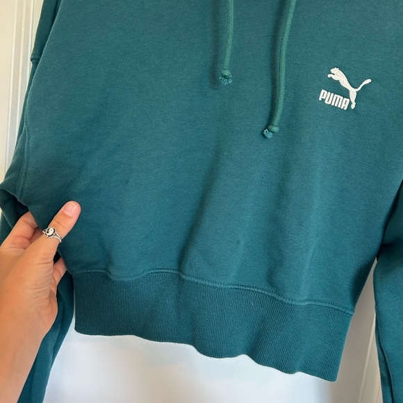 Puma Blue/green Cropped Long Sleeve Hoodie - Picture 8 of 10